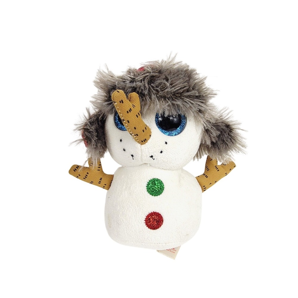 Ty‎ Beanie Boos Buttons Holiday Snowman Blue Glitter Eyes 6in Plush 36684 2018